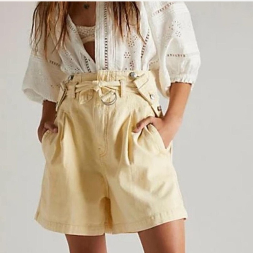 We The Free free people yellow overall suspenders shorts - Picture 3 of 8